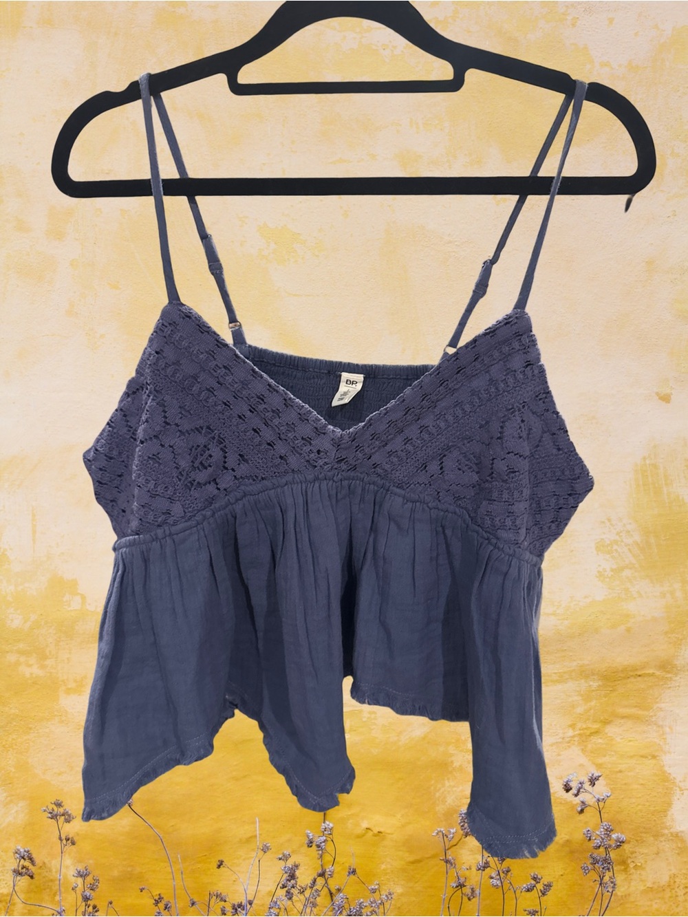 bp Navy Crochet-Top Gauze Camisole